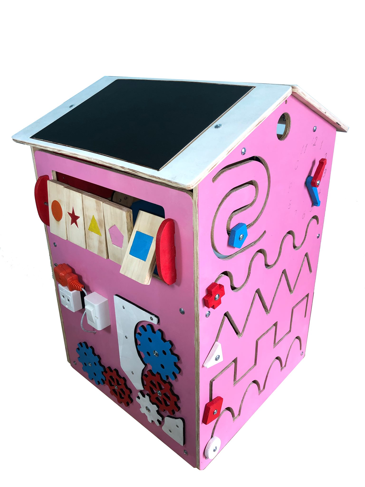 B-BOX busy board: BIG HOUSE, Đồ chơi Montessori, bảng bận rộn, đồ chơi bằng gỗ phát triển trí thông minh của trẻ em