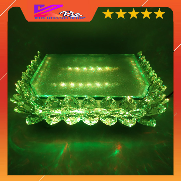 [ĐSV] Đài sen pha lê vuông đế để tượng phật, sử dụng đèn led có điều khiển từ xa, sử dụng trang trí tủ thờ