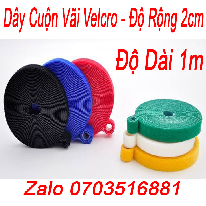 Cuộn Dây Dính Vãi Velcro Độ Rộng 2cm - Dài 1m - đa năng buộc gọn tái sử dụng