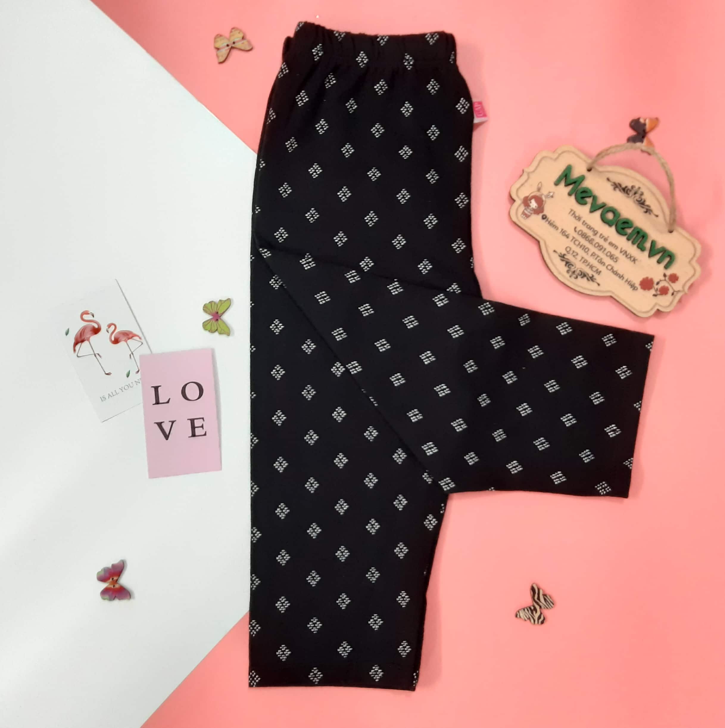 Quần legging lửng bg gap đen hình thoi