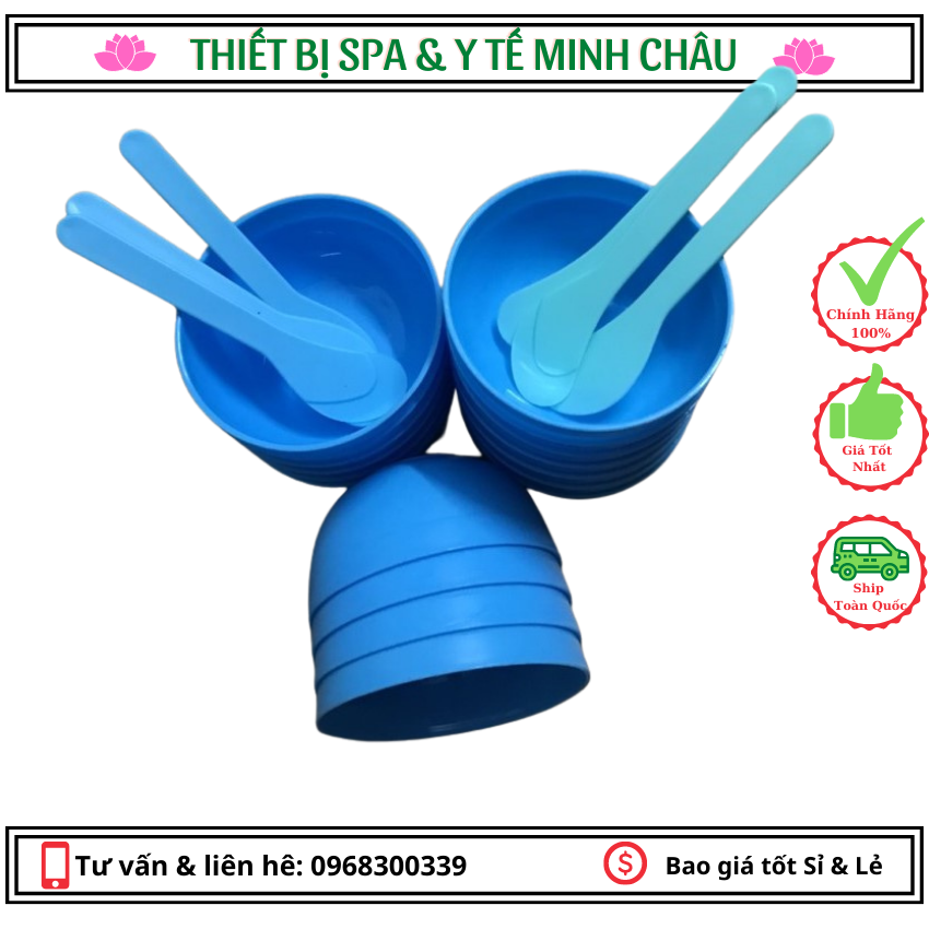Combo bát, chổi , thìa dùng pha bột mặt nạ spa, thẩm mỹ viện bct001 thiết bị spa minh châu
