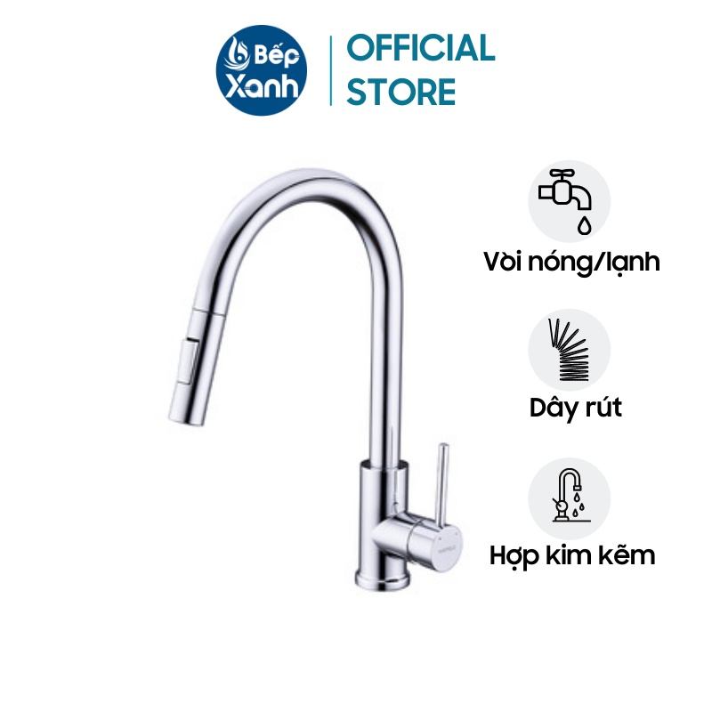Vòi rửa chén hafele ht21-ch1p287 577.55.230 - vòi dây rút - hợp kim kẽm - bảo hành 2 năm - hàng chính hãng