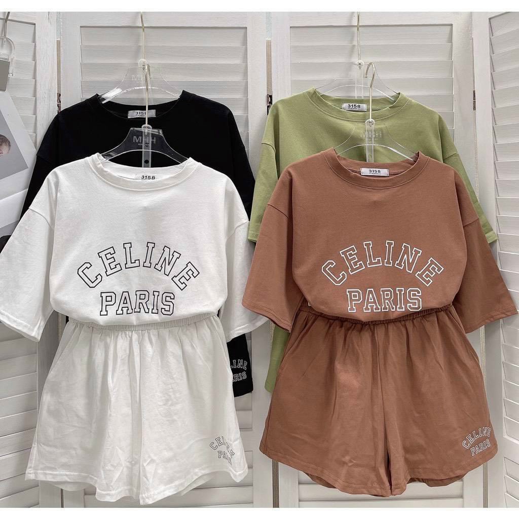 Đồ bộ nữ mặc nhà, set bộ bộ đồ thun đùi cotton PARIS mặc nhà đi chơi dễ thương tp944