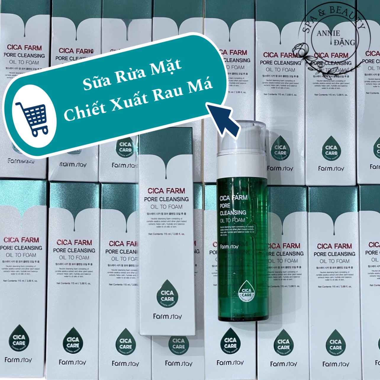 Sữa rửa mặt rau má farmstay cica farm pore cleansing oil to foam 115ml