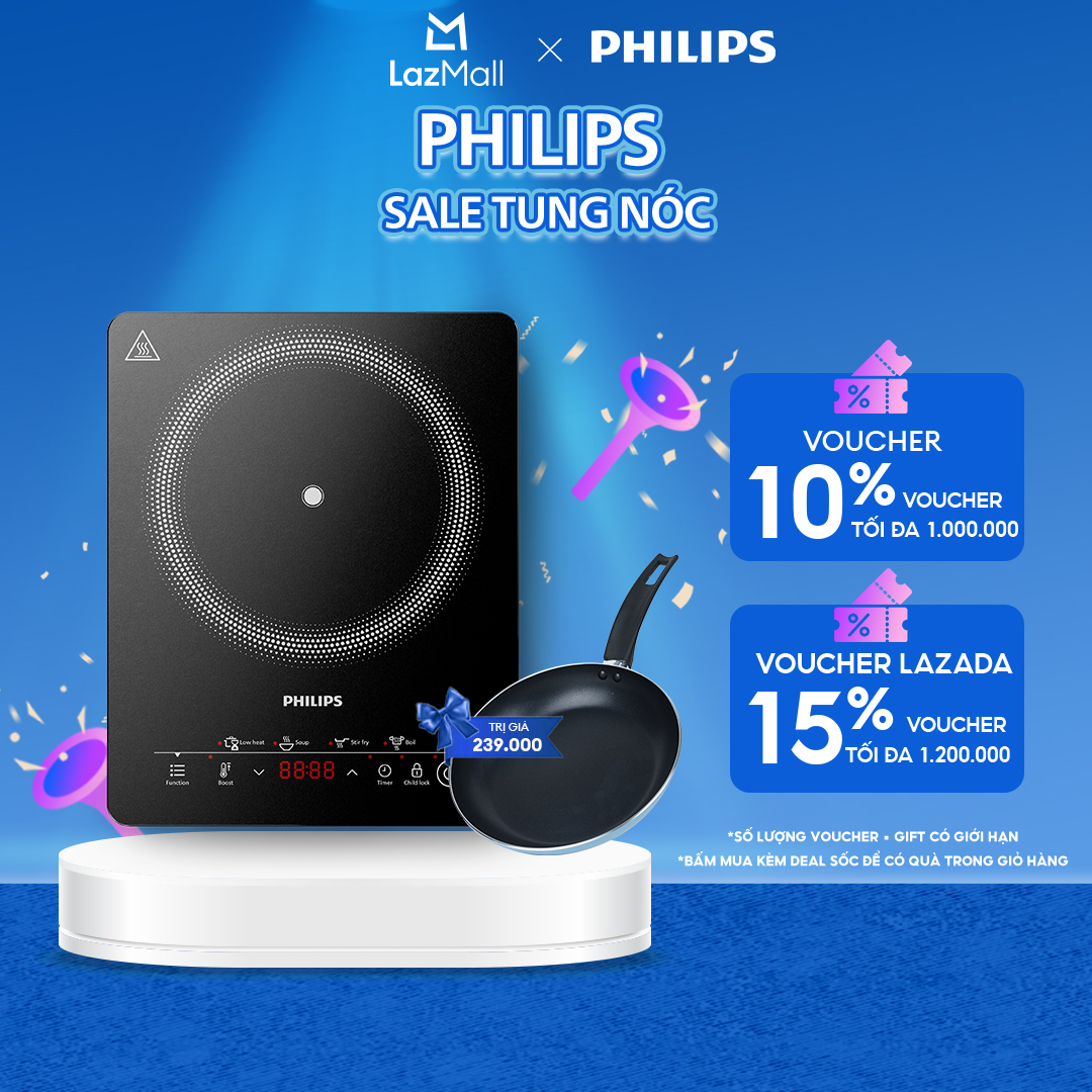 [QUÀ TẶNG HẤP DẪN - SLCH] Bếp từ đơn Philips HD5850/90 | 10 chế độ| 2000W - Hàng Chính Hãng