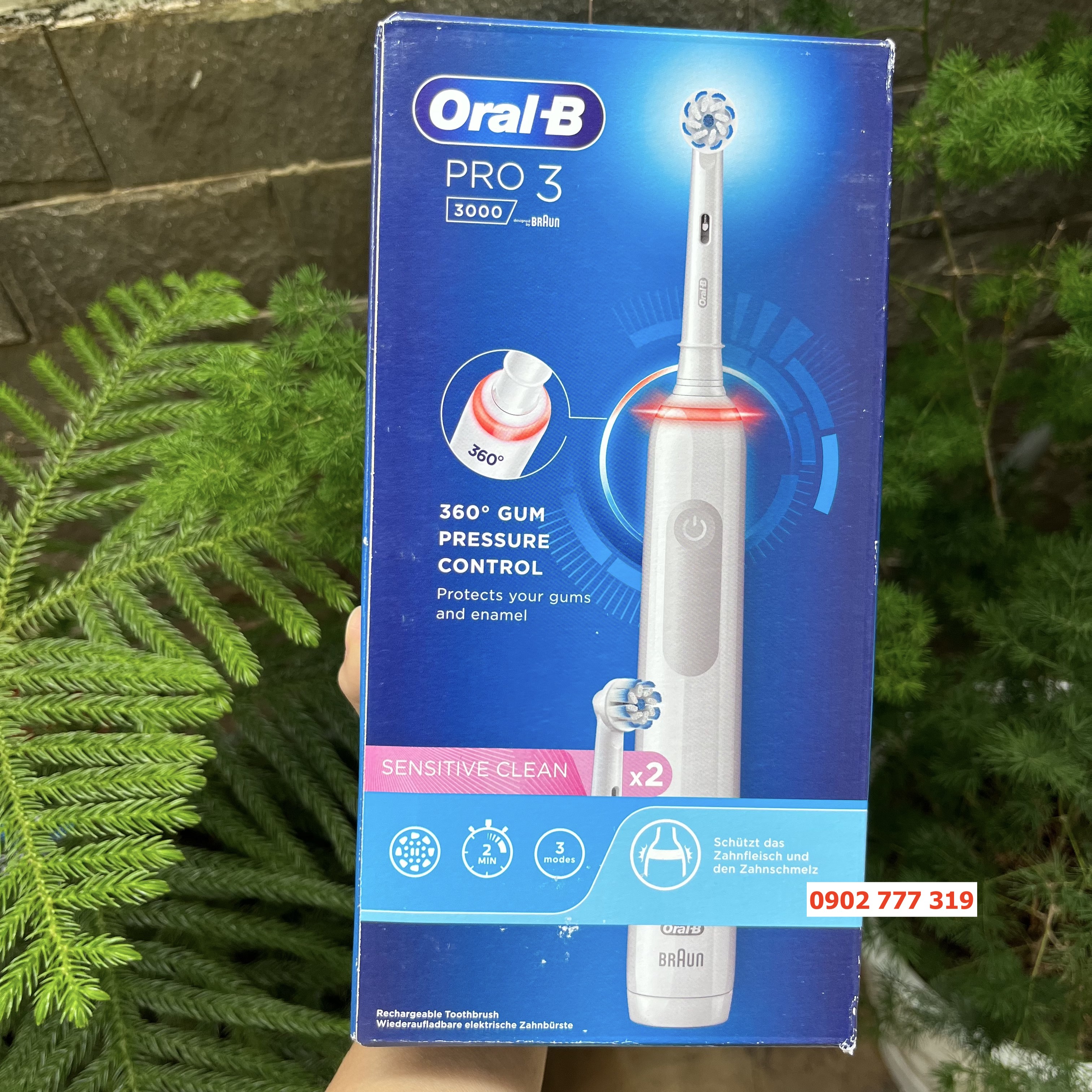 Bàn chải điện Oral-B PRO 3 3000 Sensitive Clean, CrossAction. Made in Germany
