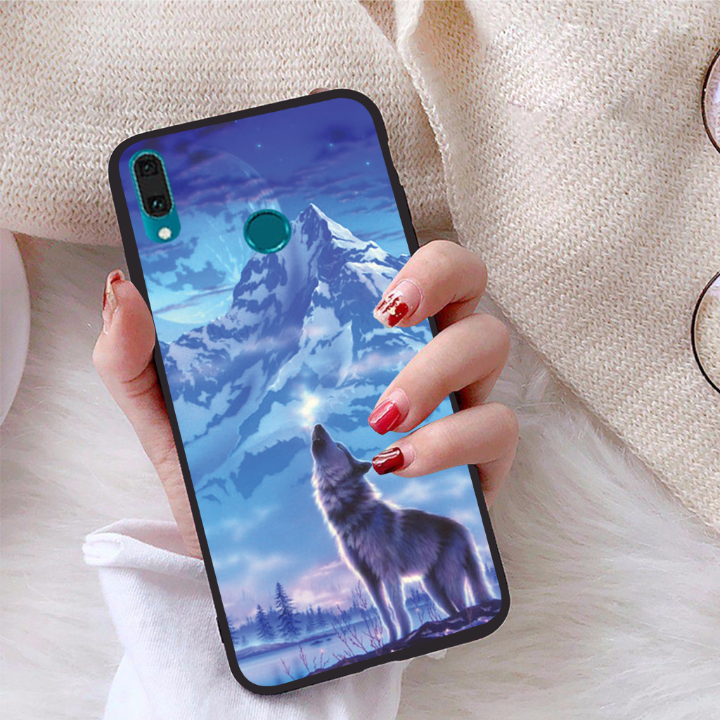 Ốp lưng icase dành cho huawei y9 2019 viền dẻo tpu bst sói và ánh trăng