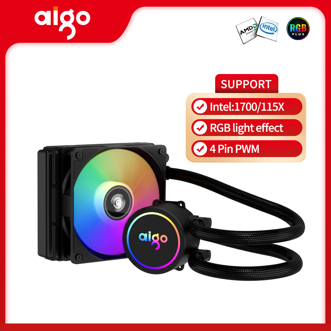 Aigo ac se 120 rgb cpu tản nhiệt nước tất cả hợp lại thành mộttương thích với intel và amd
