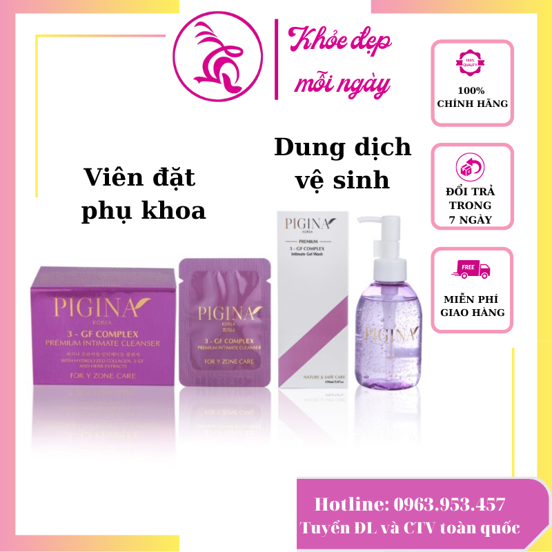  Viên đặt hỗ trợ phụ khoa  Pigina Hàn Quốc hộp 6 viên đặt và set tiết kiệm 18 viên 