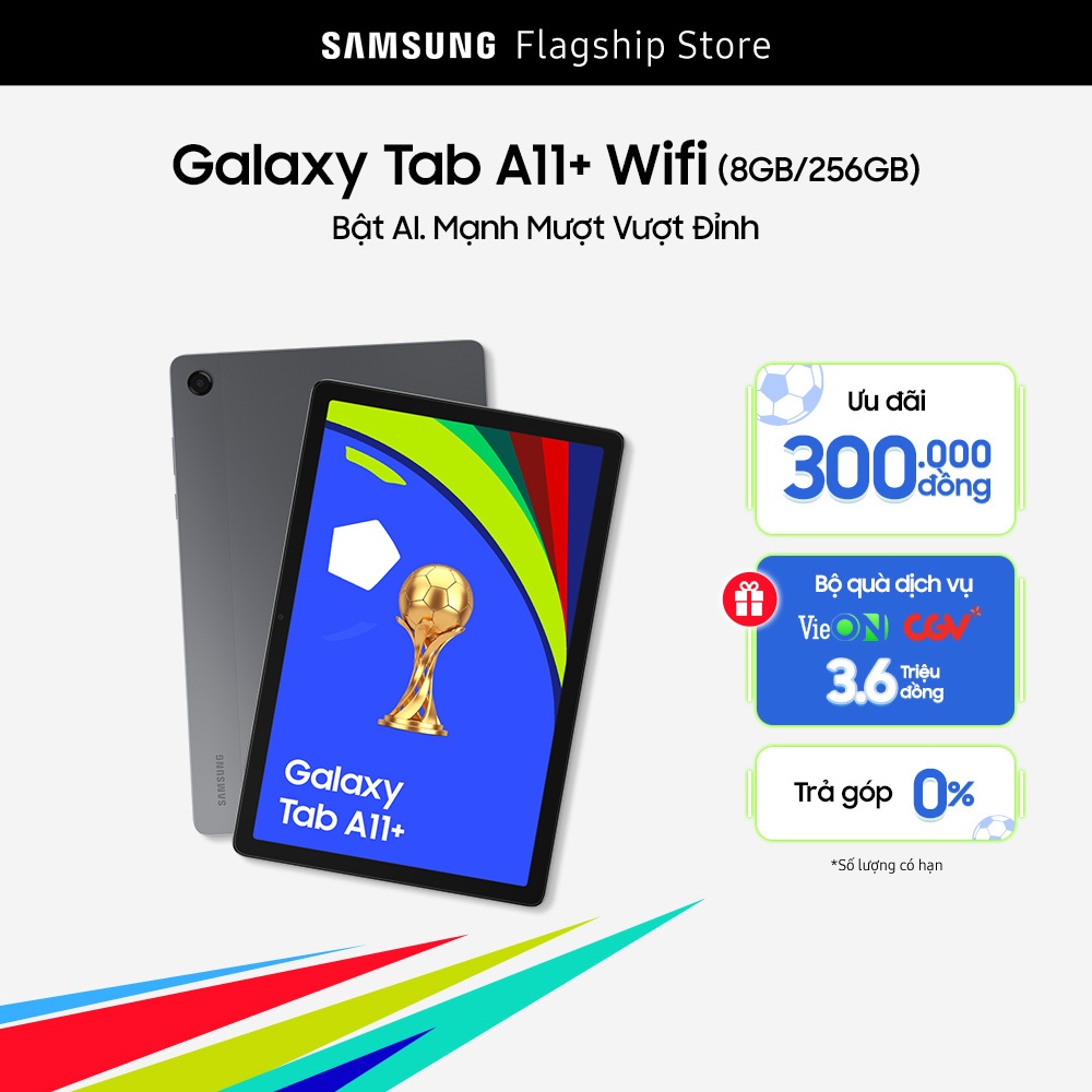 Máy tính bảng Galaxy Tab A11+, Màn hình 11", Tính năng AI tiên tiến, Thời lượng pin lớn 7,040mAh