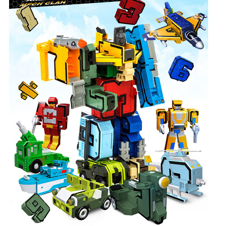 Đồ chơi lắp ráp Robot biến hình số 0-9 kèm dấu