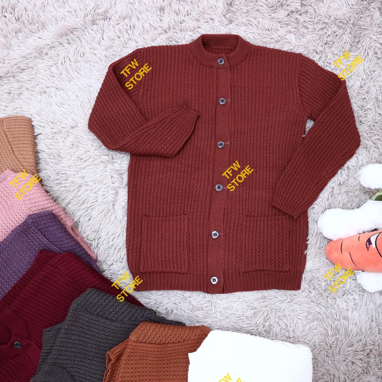 Áo len (dày tròn) cổ tròn người lớn tuổi, người già, cho bà, cho mẹ - Made in VN