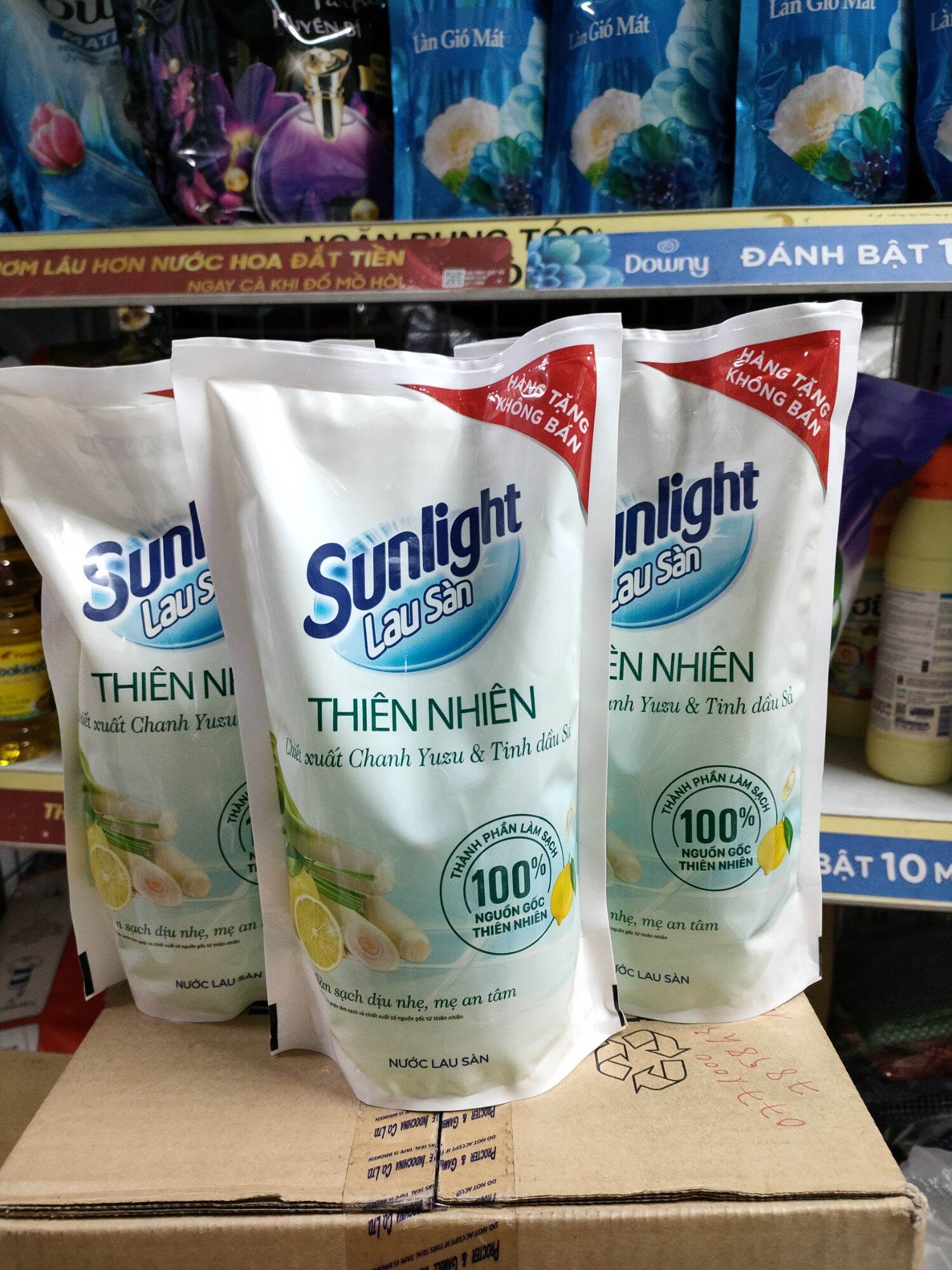 Set 5 bịch nước lau sàn sunlight chiết xuất chanh yuzu và tinh dầu xả chanh 700g