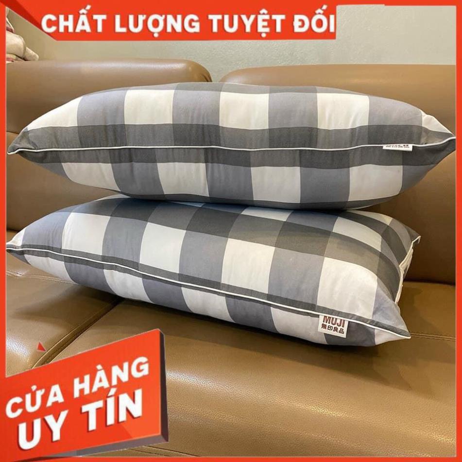 Đôi Gối hilton và đôi Gối Muji cao cấp bông trắng