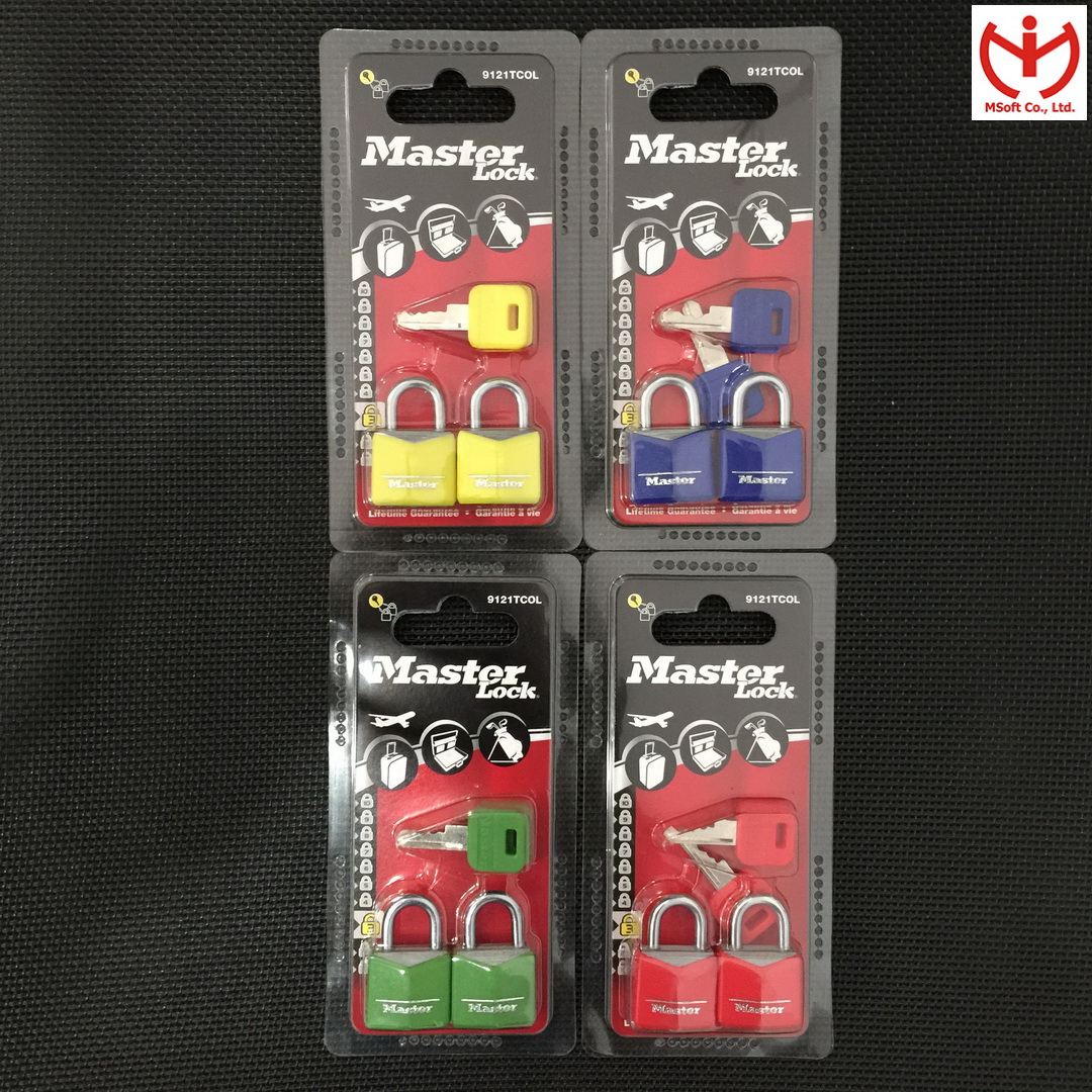 Bộ 2 ổ khóa vali Master Lock 9121 TCOL rộng 20mm dùng chung 2 chìa - khóa hành lý  - MSOFT