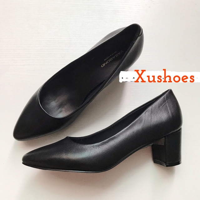 Giày gót vuông 6cm mũi nhọn da thật mềm êm Vagabond xuất Thuỵ Điển