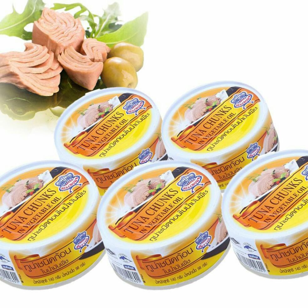 Cá ngừ đại dương đóng hộp ăn liền TUNA CHUNKS Thái Lan 140gr, HSD đến tháng 09-2024 Cá ngừ ngâm