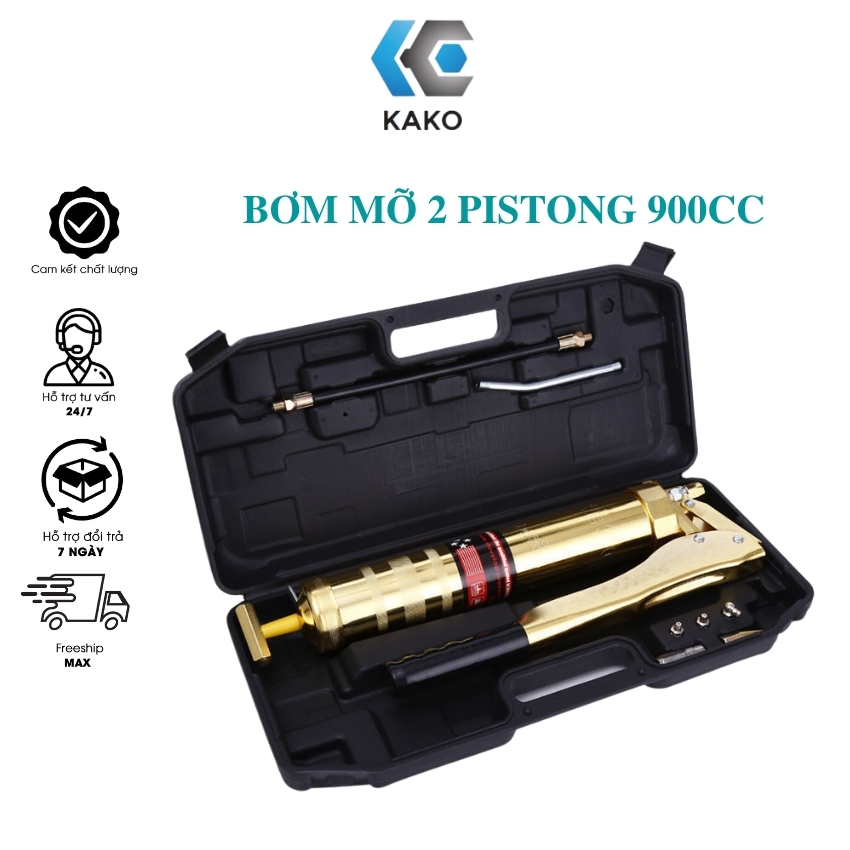 Bơm mỡ 2 ty 900cc kako , bơm tay 2 xilanh bền bỉ, mạnh mẽ, sử dụng mỡ xô hoặc tuýp,.