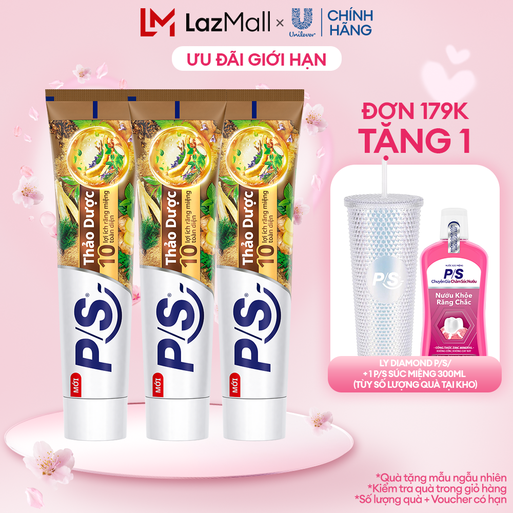 Combo 3 Kem đánh răng P/S Thảo Dược 100g/150g, cho 10 lợi ích răng miệng toàn diện với 10 thảo dược quý và công nghệ hiện đại