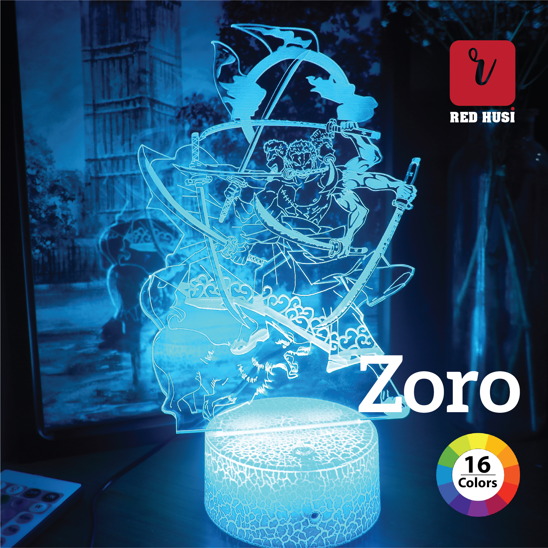 [SALE SỐC]  ZORO 2  Đèn ngủ. đèn led 3d, đèn trang trí bàn học nhân vật anime, one piece.