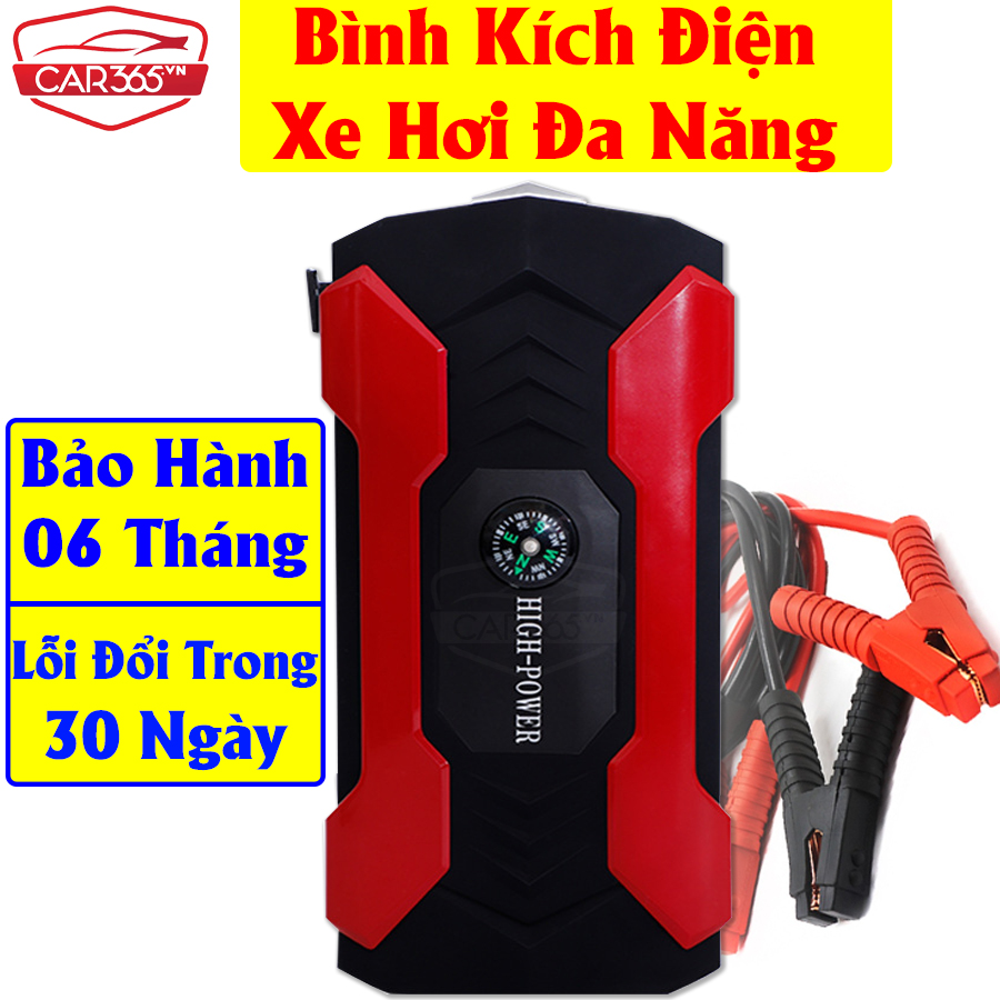 Bộ kích điện khẩn cấp cho xe hơi Car365 cao cấp - Dung lượng cao - Đa chức năng - Sạc dự phòng - Đèn LED khẩn cấp - Tích hợp la bàn, búa phá cửa khẩn cấp - CAR50