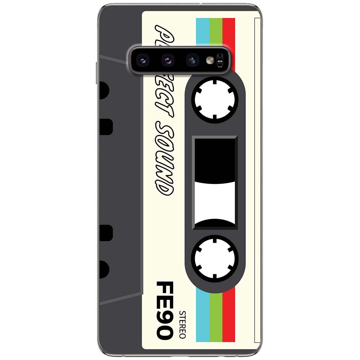 Ốp lưng dành cho Samsung Galaxy S10 Plus mẫu Cassette xám trắng