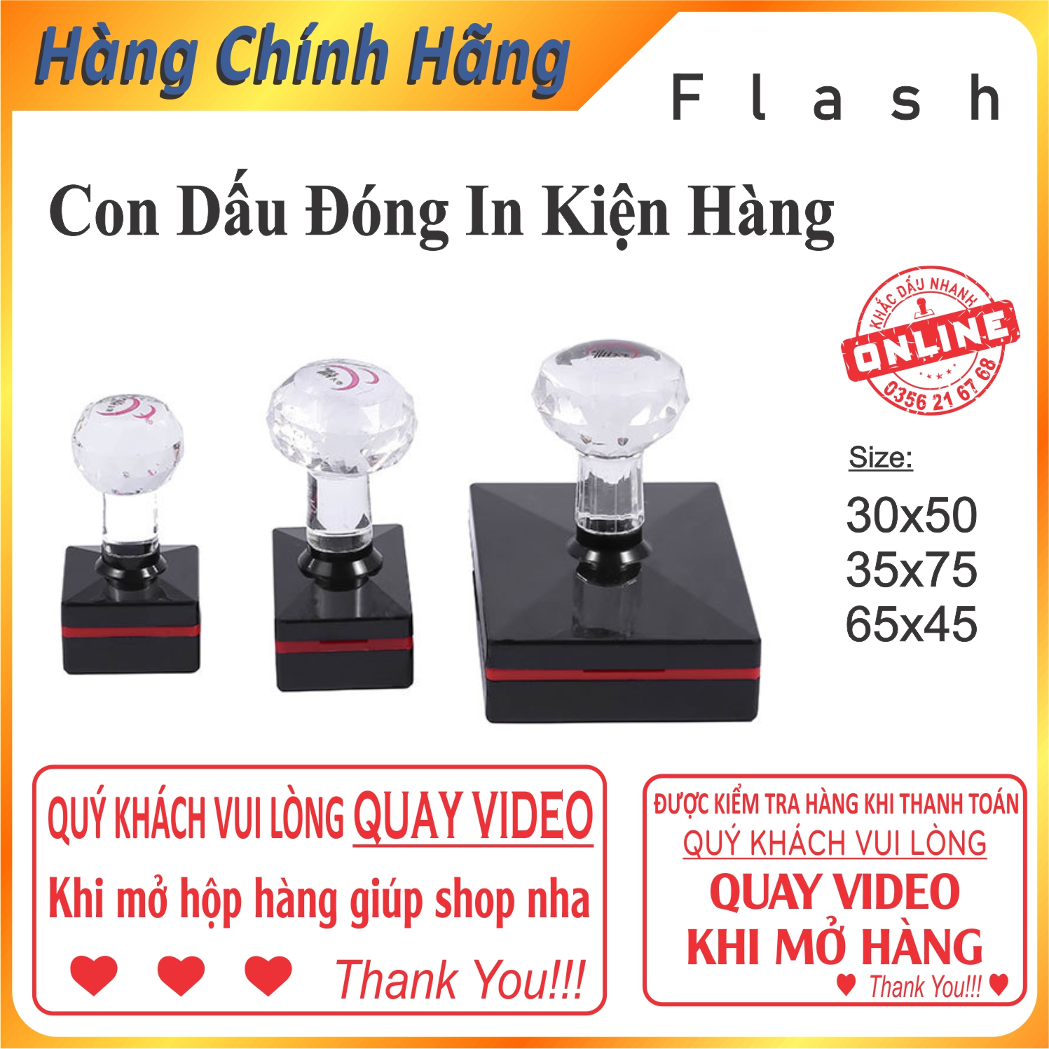 Con dấu in lên kiện hàng dành cho các shop, đa dạng mẫu mã, tặng thêm lọ mực rời