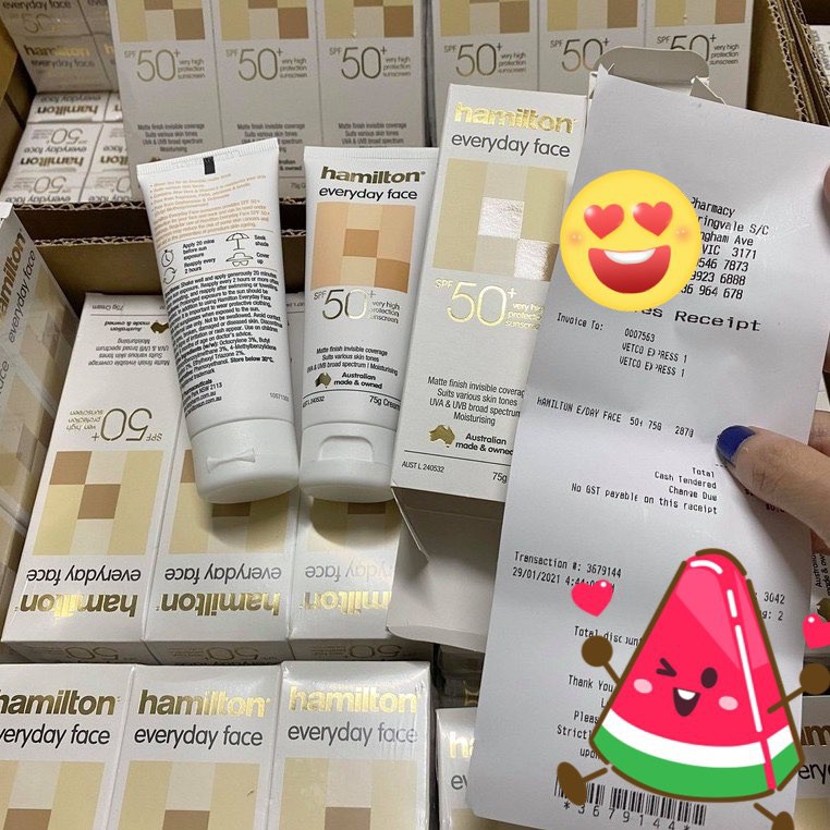 Kem chống nắng hamilton spf 50+ everyday face cream 75g úc