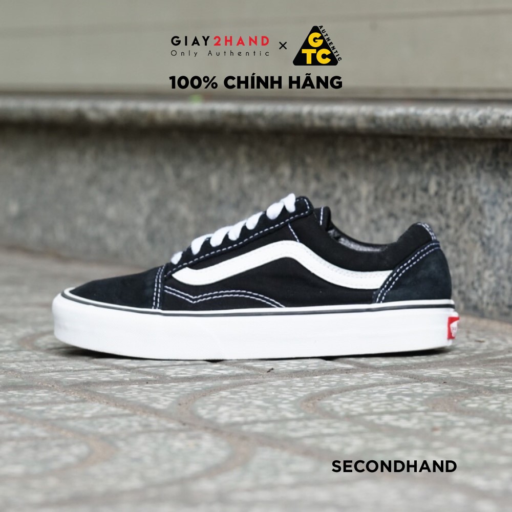 Giày thể thao oldskool classic black/white vn000d3hy28 cũ chính hãng