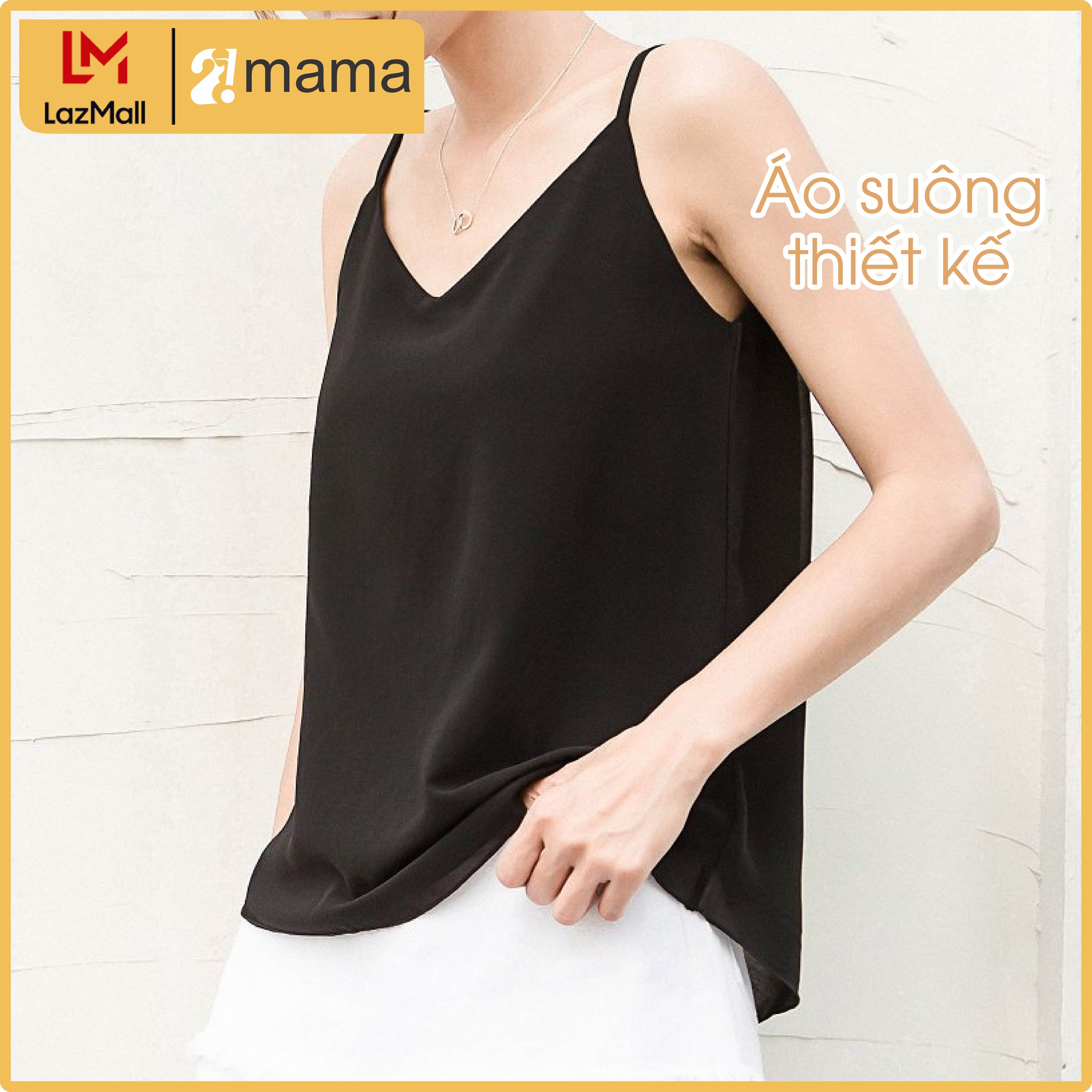 Áo 2 dây 2MAMA dáng suông chất đũi freesize 75kg chất đũi trơn - V64