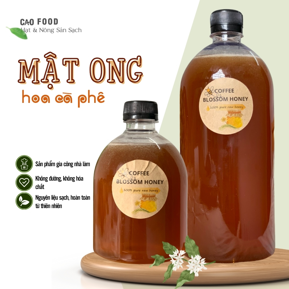 [1L] Mật ong hoa cà phê Daklak CAO Food từ mật ong nguyên chất nguyên vị lấy tại vườn, cam kết 100% chất lượng thật - nguyên chất và tự nhiên