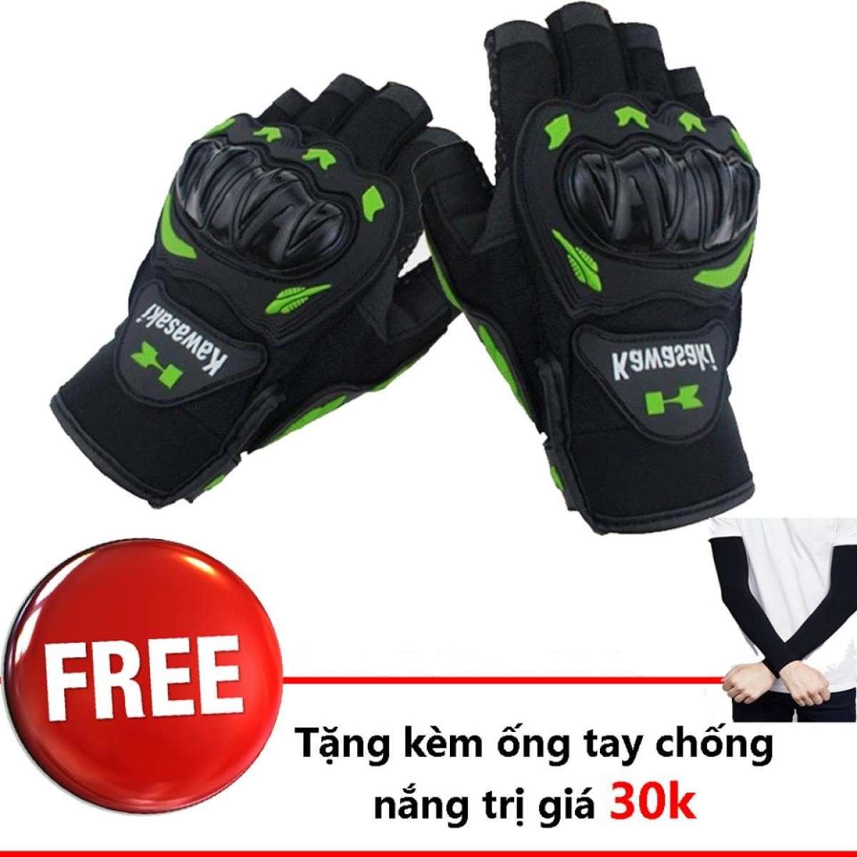 Găng tay kawasaki cụt ngón TẶNG ống tay chống nắng AquaX