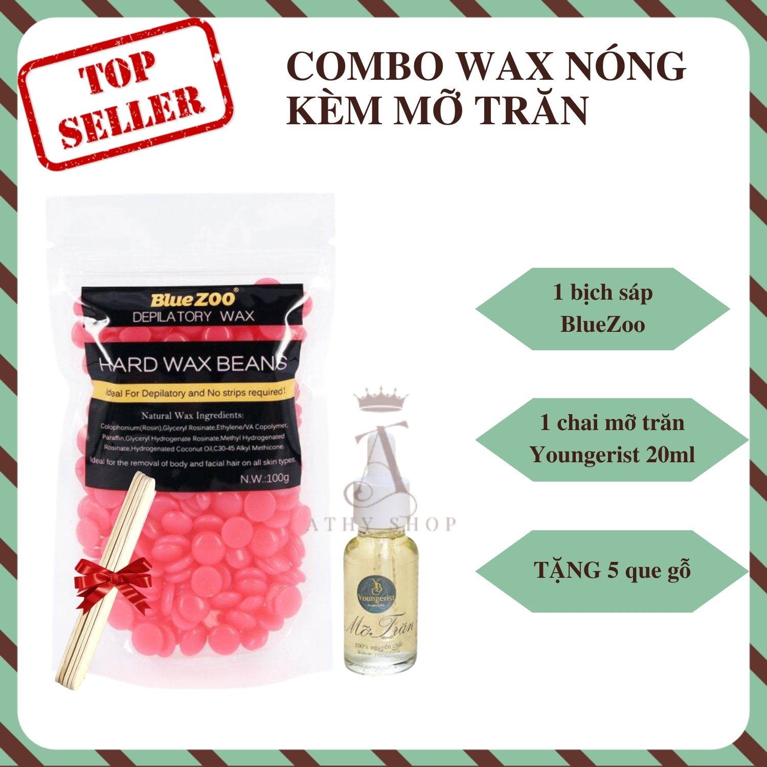 BỘ WAX NÓNG GỒM SÁP VÀ MỠ TRĂN combo sáp wax lông BlueZoo mùi thơm waxing sạch chân lông mỡ trăn nguyên chất triệt lông vĩnh viễn bộ wat lông bikini vùng kín nách tay chân râu
