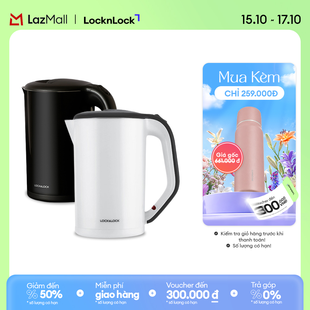 EJK738 - Lock&Lock Electric Kettle 1.7L, 220V-240V, 50Hz/60Hz, 1800W