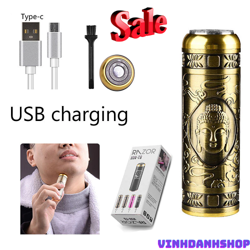 [ HÀNG ĐỘC QUYỀN ] Máy Cạo Râu Mini Cầm Tay, Máy Cạo Râu Điện Sạc USB Tông Đơ Cạo Râu Cho Nam Dao Cạo Không Đau Với Bàn Chải Làm Sạch Máy Cạo Râu Tông Đơ Cắt Tóc Thời Trang Quà Tặng Tẩy Lông Làm Đẹp Dụng Cụ Du Lịch