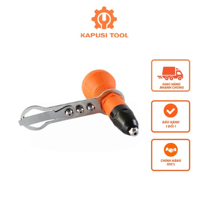 Đầu rút đinh tán rive gắn máy khoan kapusi nhật bản, đầu chuyển đổi máy khoan thành máy rút rive