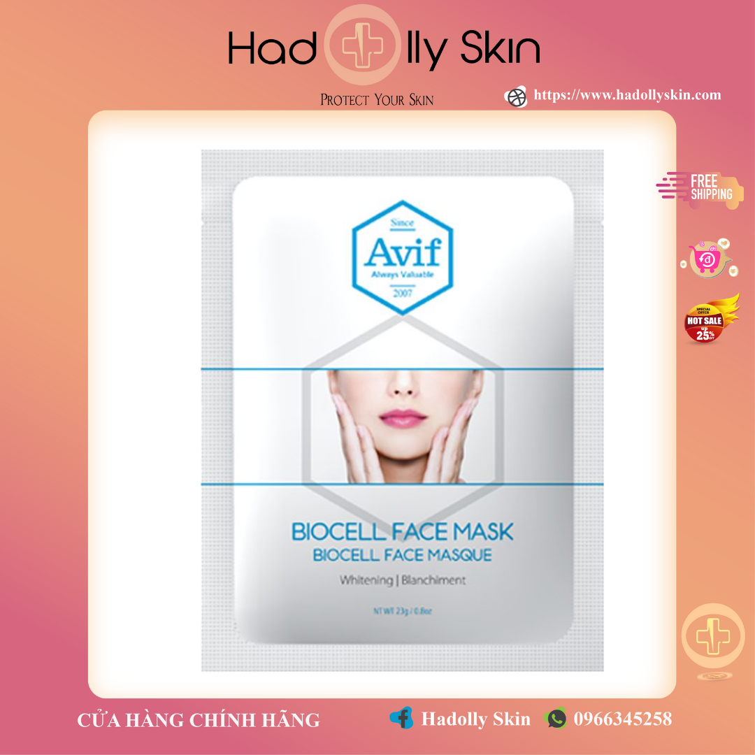 [CHÍNH HÃNG] Mặt Nạ Dưỡng Trắng Sinh Học Avif Biocell Whitening Face Mask Dưỡng Trắng Da