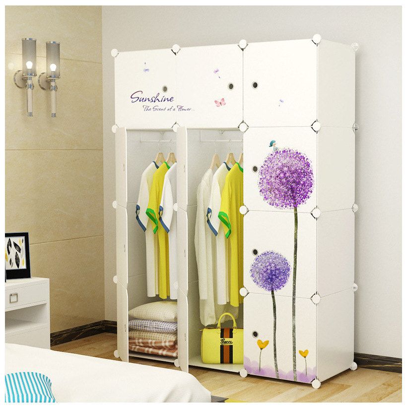 Tủ nhựa lắp ghép 12 ô - decal bông tím