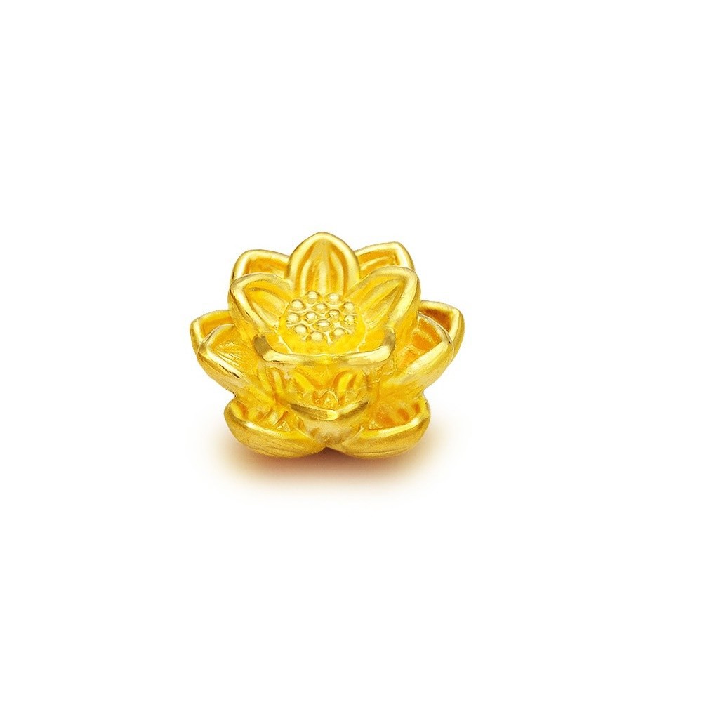Charm hoa sen, bông sen vàng 3d xỏ ngang 3d