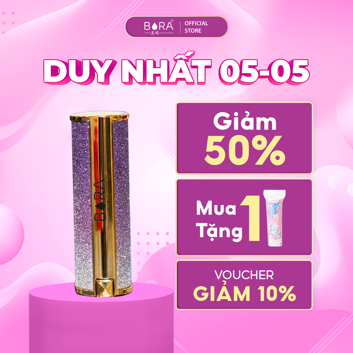 Son kem lì dưỡng ẩm bora cao cấp màu cam đất thỏi 3.5g