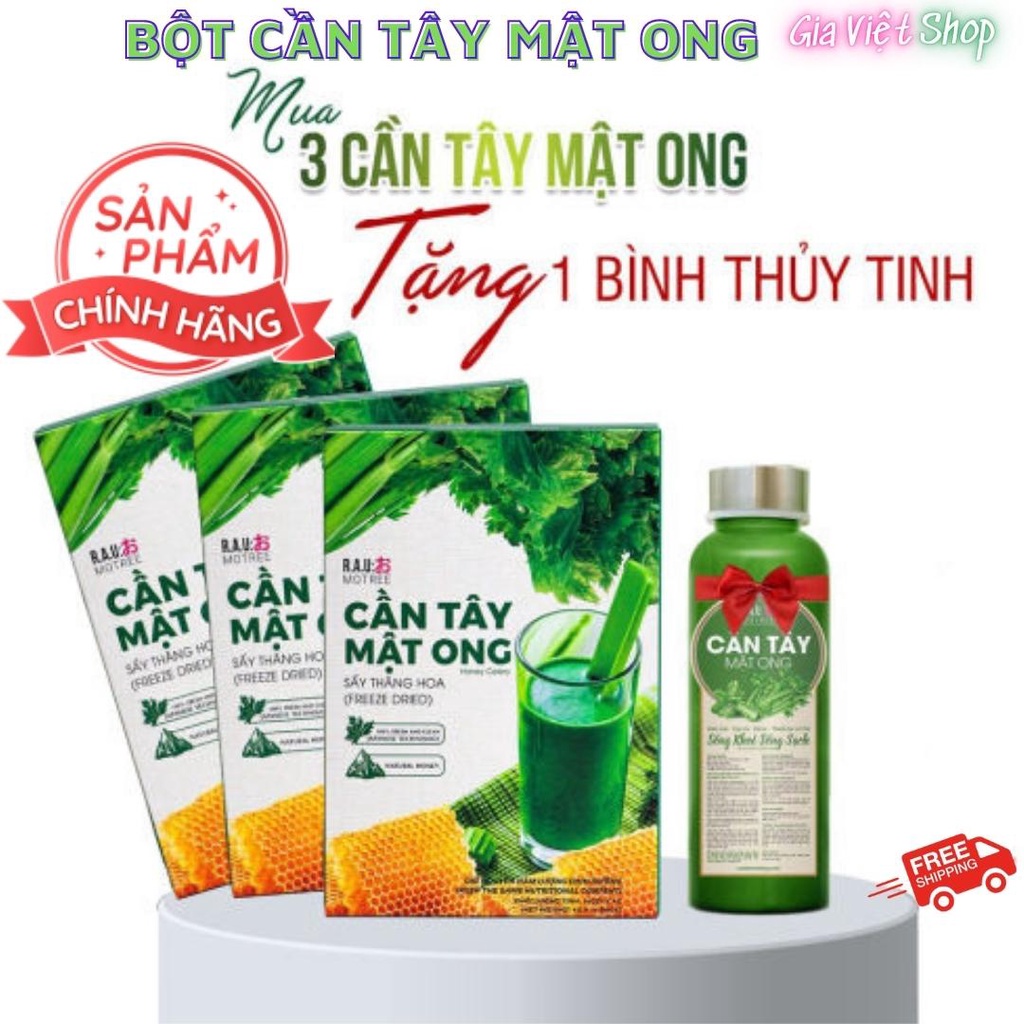 COMBO 3 Hộp Bột Cần Tây Mật Ong Motree Mẫu Mới Giúp Giảm Cân, Hết Mụn, Sáng Da, Đẹp Dáng, Đào Thải Mỡ Thừa, Thanh Lọc Cơ Thể