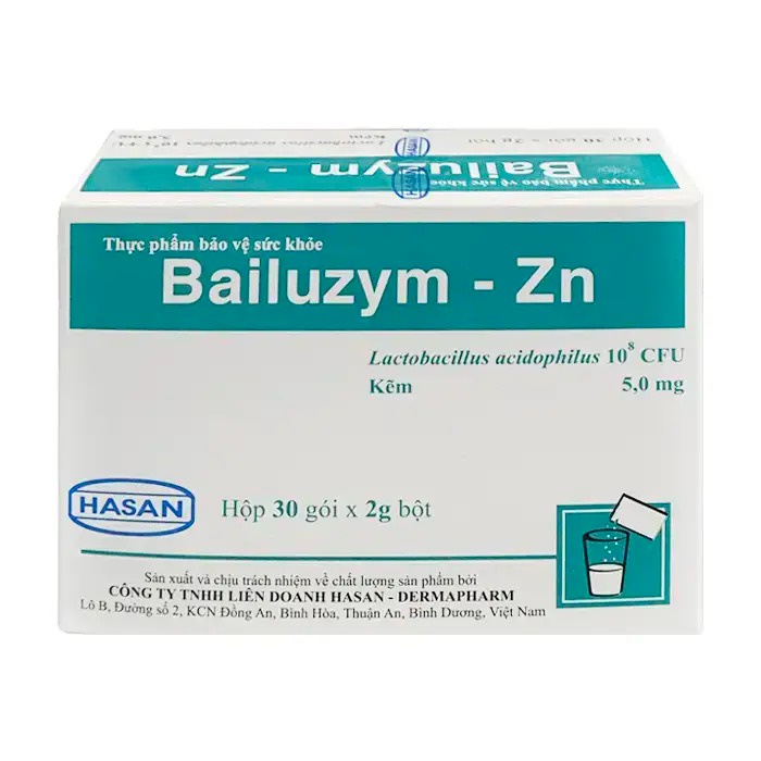 Men Bailuzym Zn giúp tăng cường miễn dịch cho hệ tiêu hóa hộp 30 gói