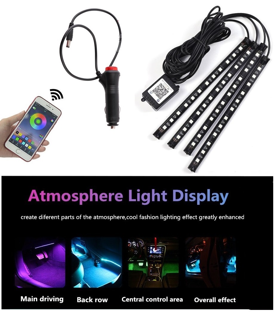 Bộ 72 Đèn Led RGB 5050SMD 12W Trang Trí Gầm Ghế , Gầm Taplo, Chân Thắng, Tải Ứng Dụng Để Điều Khiển