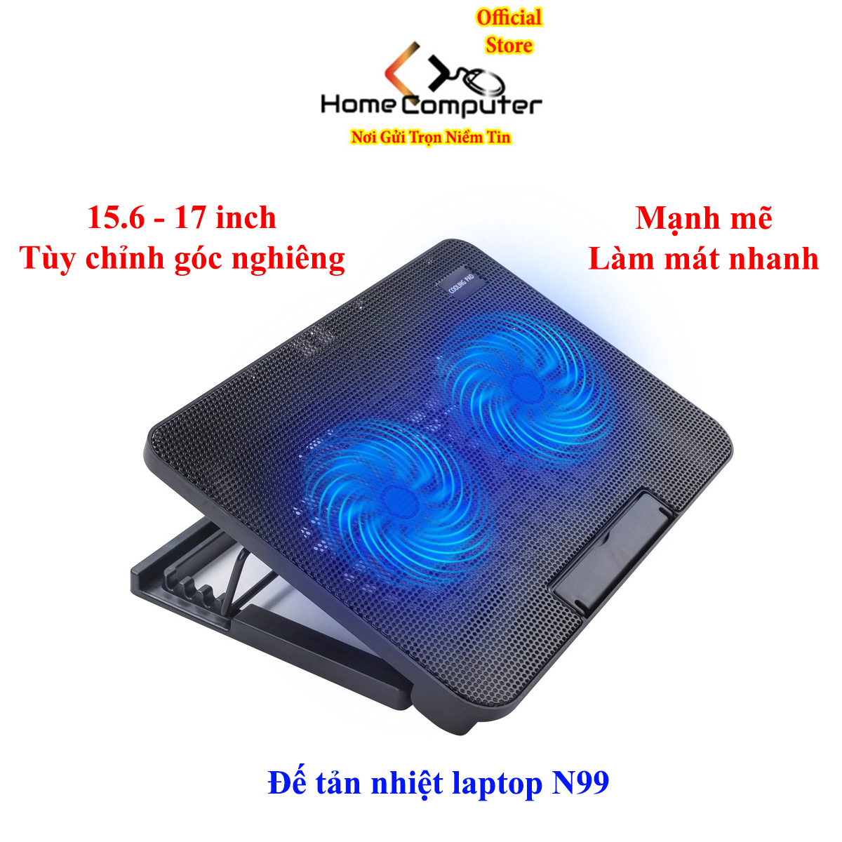 Đế Tản Nhiệt - Đế tản nhiệt laptop N99 2 quạt, fan laptop n99 làm mát cực nhanh.bảo hành 3 tháng - Home Computer