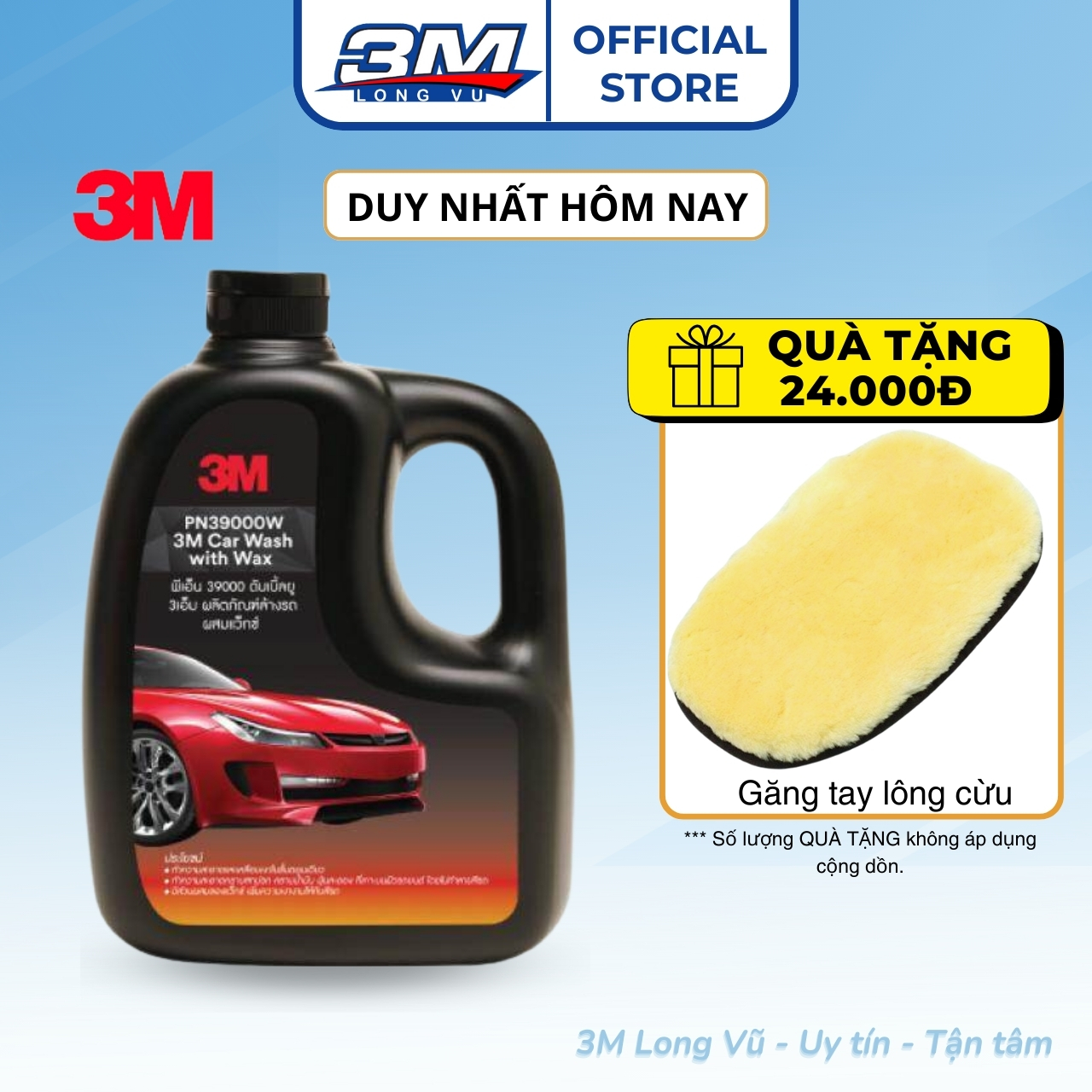 Nước rửa xe ô tô siêu bọt 3M Car Wash With Wax PN39000W- 1L - 3M Long Vu