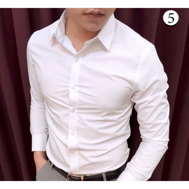 Áo sơ mi nam vải lụa nến Thái ( Trắng cúc trắng )