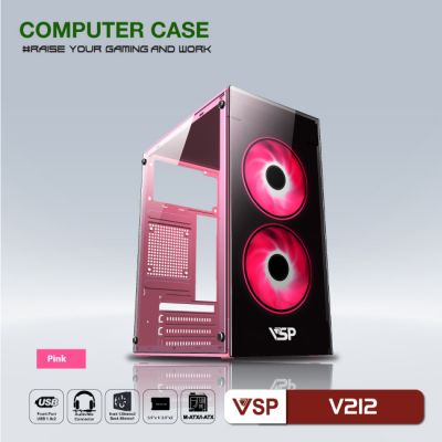Vỏ Case máy tính Case  Case VSP V212 - hOONGF XANH Chuẩn mATX, Chưa có Fan, Hai mặt kính cường lực Bảo hành 12 tháng