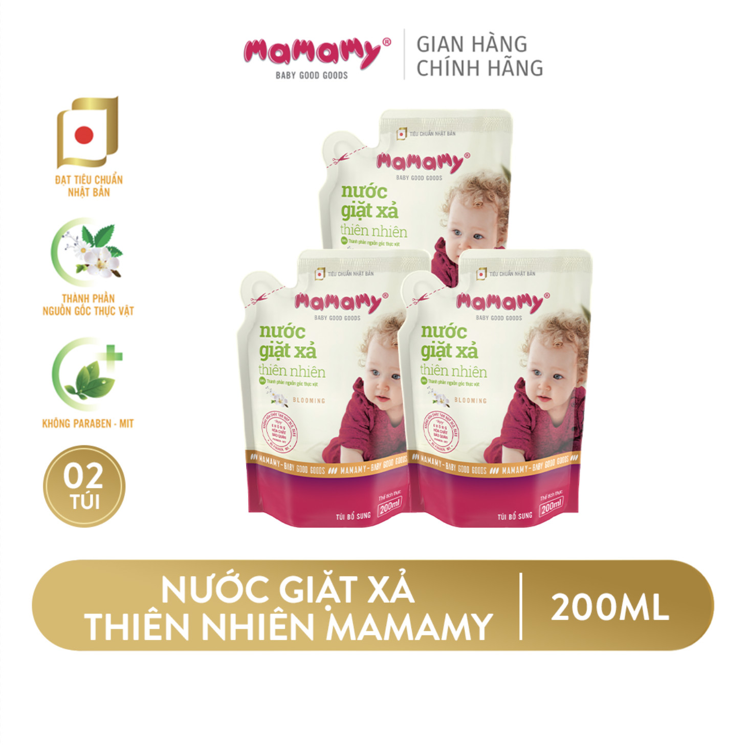 Túi nước giặt xả thiên nhiên Mamamy 200ml/800ml bỏ túi tiện lợi