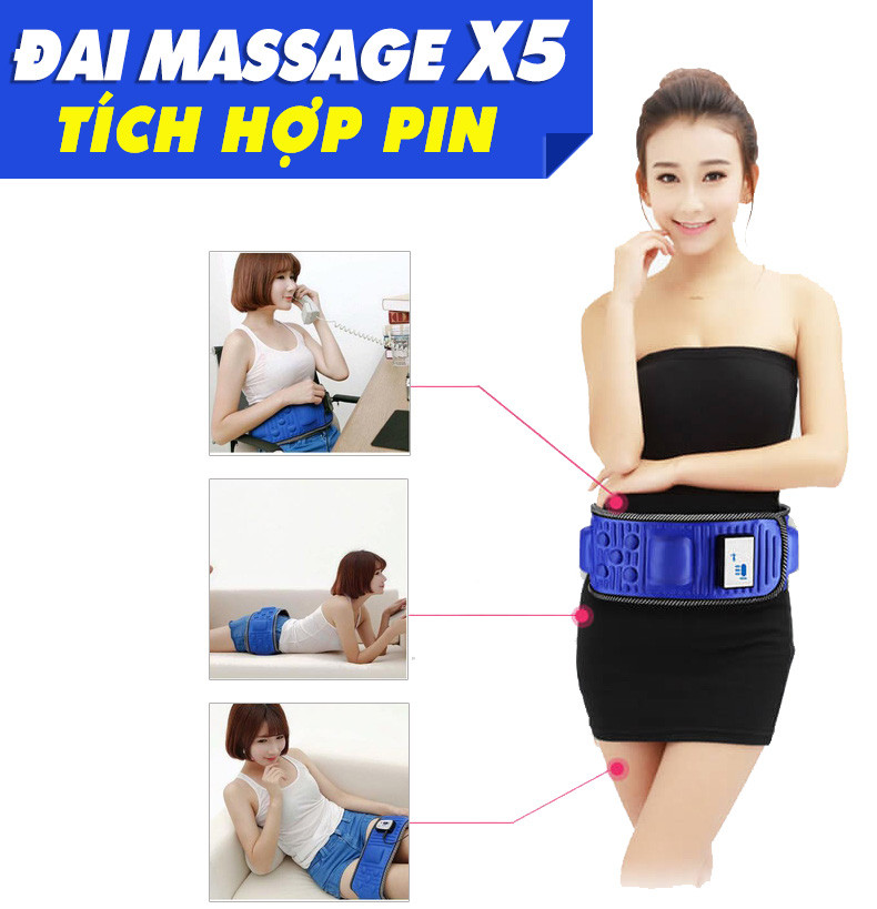 Đai masage giảm mỡ bụng x5 loại dùng pin đai massage bụng x5 đai masage giảm mỡ bụng dùng pin mát sa bụng x5 tích hợp pin đai masage giảm mỡ toàn thân mua ngay đai masage x5 cao cấp-daix5