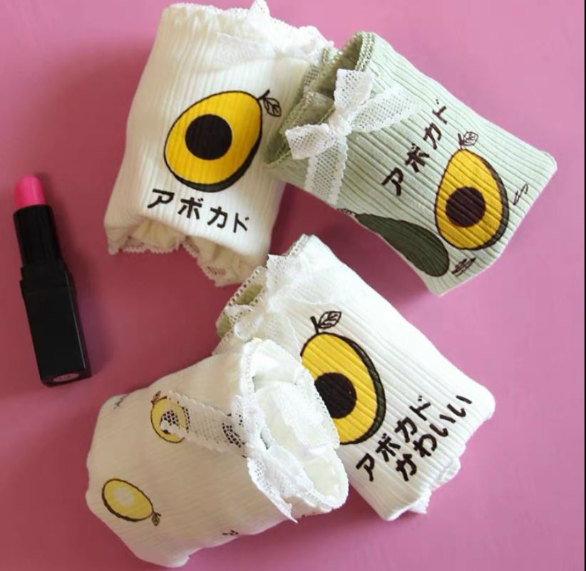 Combo 05 Quần lót nữ cotton nhật hình quả bơ cao cấp cute dễ thương đáng yêu hàng free size từ 40-55kg